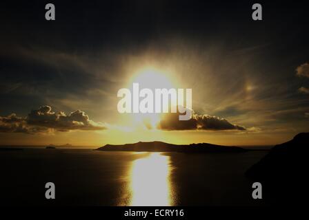 Magico tramonto a Santorini! Foto Stock