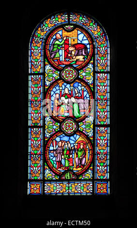 Vetrata, storia dell'Esodo, Agnello pasquale, la morte dei primogeniti da Howes, 1850, Cattedrale di Ely, Antico Testamento Foto Stock