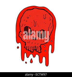 Retrò in stile fumetto sangue cartoon cranio Illustrazione Vettoriale