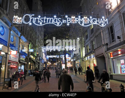 Le luci di Natale a Birmingham, West Midlands, England, Regno Unito Foto Stock