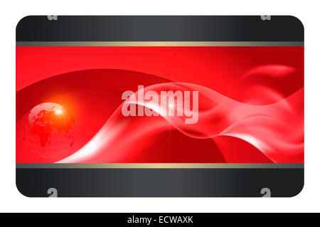 Business card modello con red wawes e globe per il design. Foto Stock