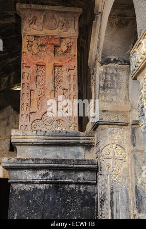 L'antica Khachkar a Haghpat monastero in Armenia Foto Stock