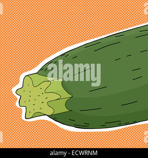 Cartoon fresco verde zucchine su mezzitoni arancione Foto Stock