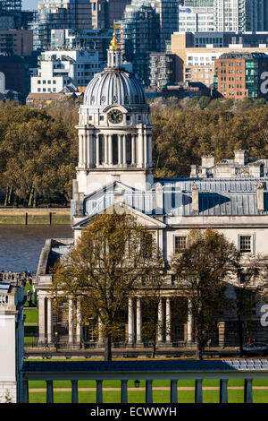 La cupola sopra la cappella presso la Old Royal Naval College di Greenwich, Londra progettato da Sir Christopher Wren. Foto Stock