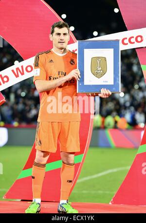 Marrakech, Marocco. Xx Dec, 2014. Real Madrid portiere Iker CASILLAS con il FIFA World Champions Badge onori del Real Madrid anno impeccabile. Credito: Marcio Machado/ZUMA filo/Alamy Live News Foto Stock