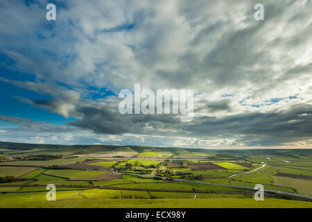 Pomeriggio autunnale vista dal Monte Caburn vicino Glynde, East Sussex, Inghilterra. Foto Stock