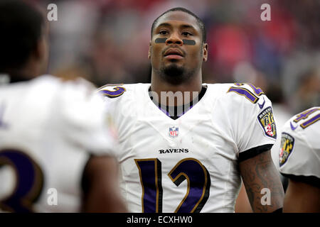 Houston, TX, Stati Uniti d'America. Xxi Dec, 2014. Baltimore Ravens wide receiver Jacoby Jones (12) durante la NFL partita di calcio tra la Houston Texans e Baltimore Ravens da NRG Stadium di Houston, TX. Credito: csm/Alamy Live News Foto Stock
