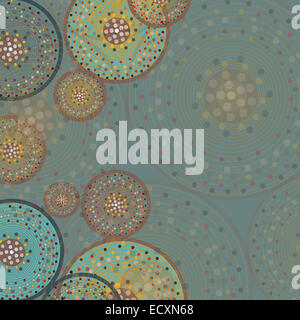 Cerchi su sfondo blu. Vintage illustrazione vettoriale Foto Stock