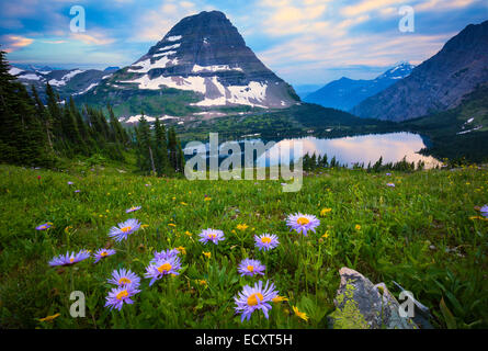 Nascosto Lago è situato nel Parco Nazionale di Glacier, in U. S. stato del Montana. Foto Stock