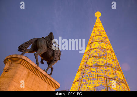 Puerta del Sol a Natale, Madrid Foto Stock