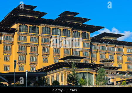 Taj Tashi Hotel, vista esterna, Thimphu Bhutan Foto Stock