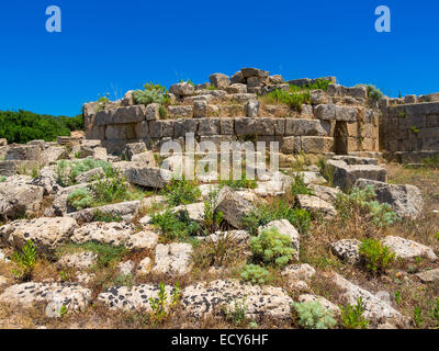 Rovine del tempio di Hera Tempio C e G della moglie di Zeus Hera o Giunone, Selinunte, Marinella, Sicilia, Italia Foto Stock