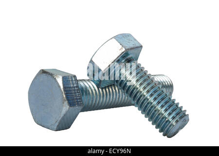 La vite e il dado industria su sfondo bianco. Foto Stock