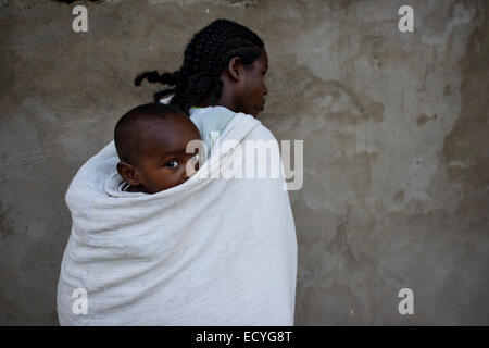 I seguaci della chiesa ortodossa etiope, Etiopia Foto Stock