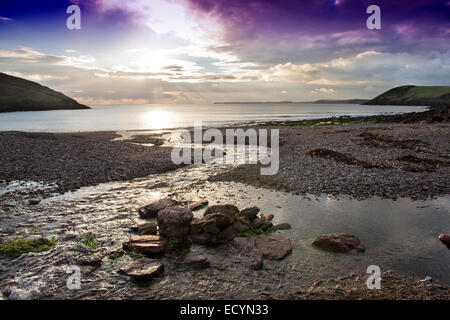 La spiaggia di Manorbier Bay, South Wales UK Foto Stock