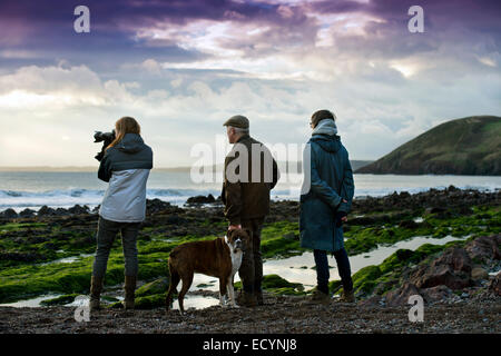 La spiaggia di Manorbier Bay, South Wales UK Foto Stock