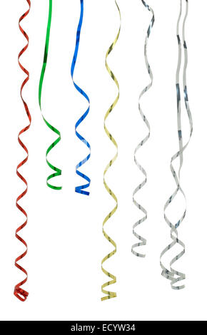 gli streamer delle feste fotografati su uno sfondo bianco Foto Stock