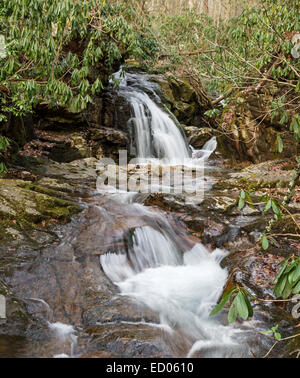 Cascata in Stoney Creek a buco blu nel Tennessee con una lunga esposizione Foto Stock