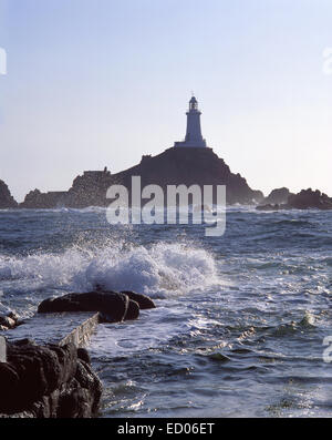 Corbiere Lighthouse, Corbiere punto, Saint Brélade parrocchia, Jersey, Isole del Canale Foto Stock