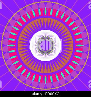 Mandala colorati cerchio su uno sfondo blu. Foto Stock