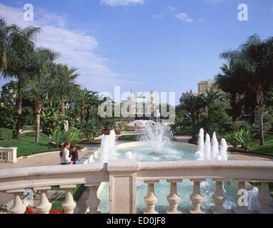 Casinò di Monte Carlo (Casino de Monte-Carlo) da Jardins de la petite Afrique, Monte Carlo, il Principato di Monaco Foto Stock