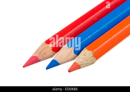 Macro di isolato in legno matite colorate Foto Stock