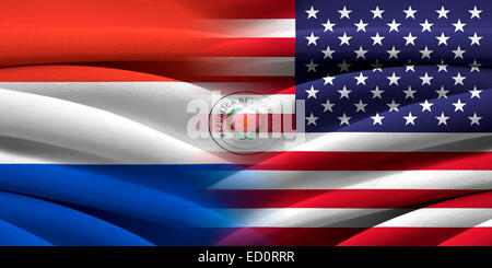Stati Uniti d'America e il Paraguay. Le relazioni tra i due paesi. Immagine concettuale. Foto Stock