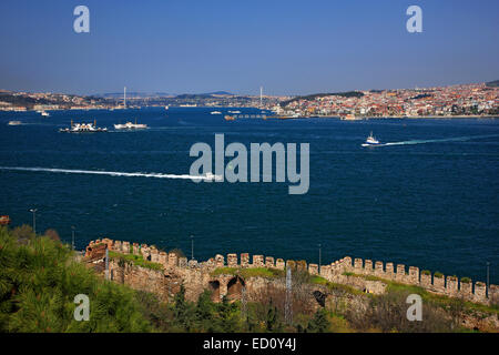 Il Bosforo come visto dal Palazzo Topkapi. È possibile vedere entrambi i lati di Istanbul (europee e asiatiche). La Turchia. Foto Stock