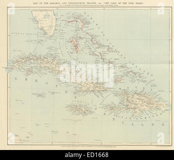 Mappa di Bahamas e isole vicine Foto Stock