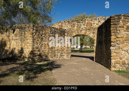 Cancello di ingresso alla Missione di San Jose di San Antonio, Texas Foto Stock