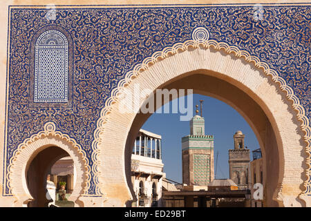 Bab Bou Jloud porta. Medina. Fez. Il Marocco. Il Nord Africa. Africa Foto Stock