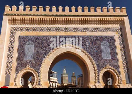 Bab Bou Jloud porta. Medina. Fez. Il Marocco. Il Nord Africa. Africa Foto Stock