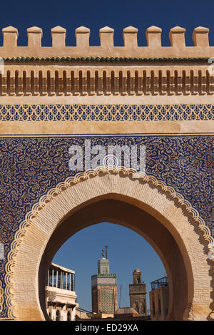 Bab Bou Jloud porta. Medina. Fez. Il Marocco. Il Nord Africa. Africa Foto Stock