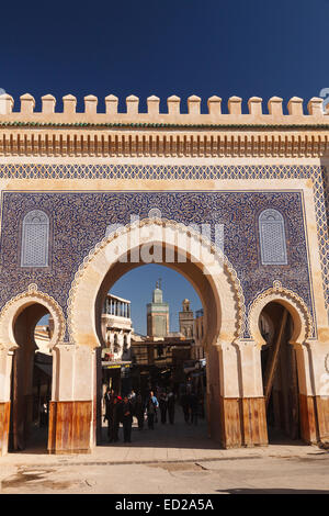 Bab Bou Jloud porta. Medina. Fez. Il Marocco. Il Nord Africa. Africa Foto Stock