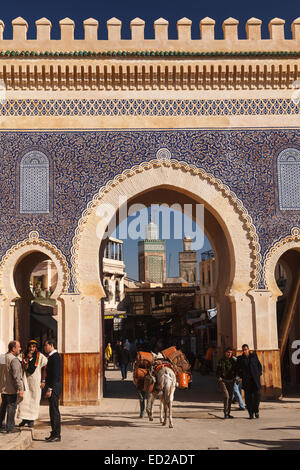 Bab Bou Jloud porta. Medina. Fez. Il Marocco. Il Nord Africa. Africa Foto Stock