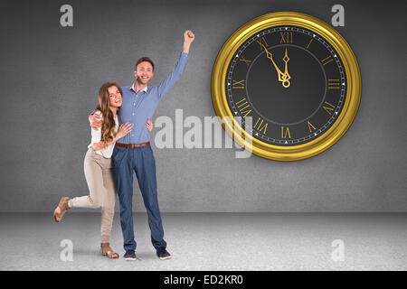 Immagine composita del ritratto di allegro coppia giovane Foto Stock