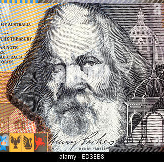 Henry Parkes (1815-1896) il 5 dollari 2001 banconota dall Australia. Il padre della Federazione australiana. Foto Stock