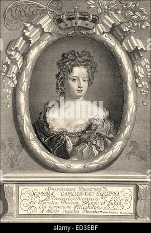 Sophia Charlotte di Hannover, 1668 - 1705, la prima regina consorte in Prussia come moglie di Re Federico I, Sophie Charlotte Herzo Foto Stock