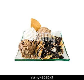 Gelato al cioccolato con sofe carpe e brownie. Foto Stock