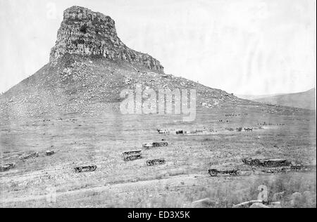 ZULU GUERRA Isandlwana Battlefield poco dopo la famosa battaglia che mostra i carri abbandonati fornitura Foto Stock