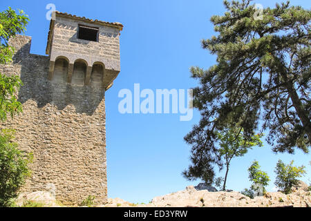 Rocca Guaita sul Monte Titano. La Repubblica di San Marino Foto Stock