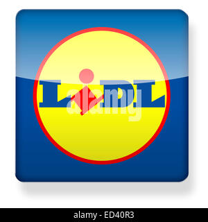 Il logo di Lidl come l'icona di un'app. Percorso di clipping incluso. Foto Stock