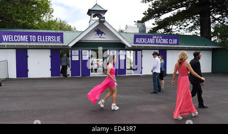 Auckland, Nuova Zelanda. Il 26 dicembre, 2014. Moda e gli scommettitori a Boxing Day gare all ippodromo Ellerslie in Auckland. Corse di cavalli. La Nuova Zelanda. Credito: Azione Sport Plus/Alamy Live News Foto Stock