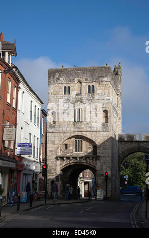 Monkgate Bar le mura della città York Yorkshire Inghilterra Foto Stock