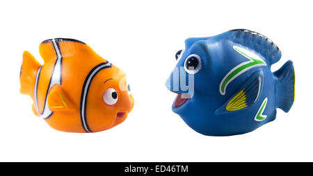 Amman, Giordania - 1 Novembre 2014 : Marlin cartoon pesce personaggio giocattolo di alla ricerca di Nemo film della Disney Pixar Animation Studio. Foto Stock