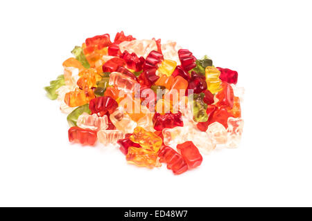 Jelly Gummy Bears isolato su bianco Foto Stock