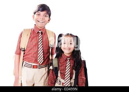 2 bambini indiani gli studenti della scuola Foto Stock