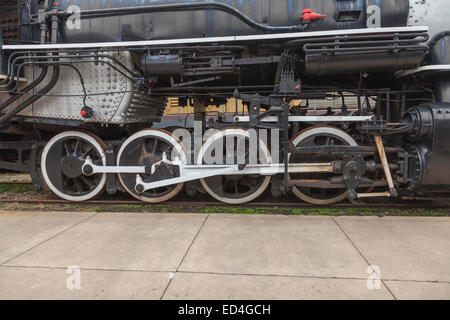 1922 Alco Steam Engine numero 555 al Galveston Railroad Museum, Galveston, Texas. Foto Stock