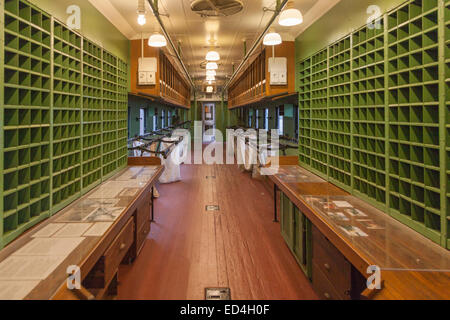 Noi Mail Railway Post Office vagone ferroviario a Galveston Railroad Museum. Foto Stock