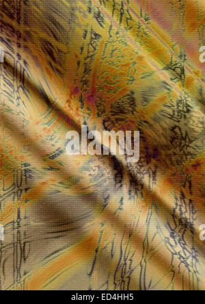 Ondulata sfondo giallo con disegno astratto Foto Stock